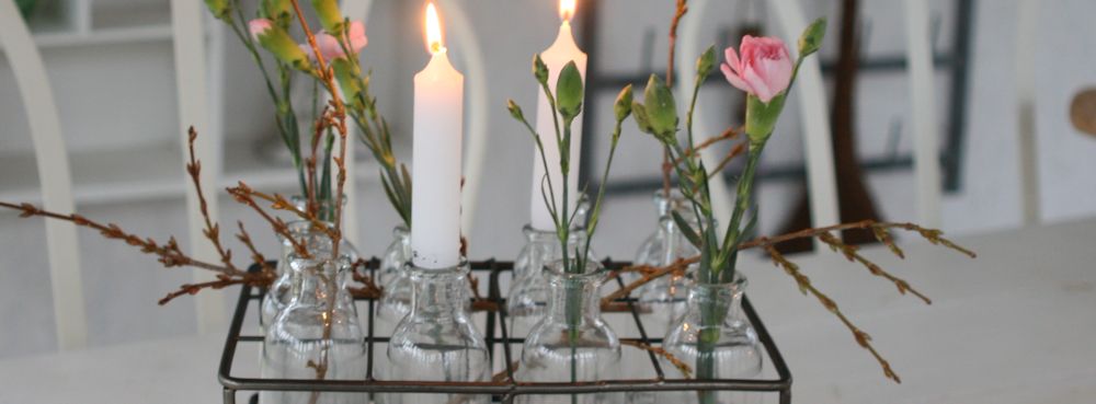 flaskeholder med glasflasker