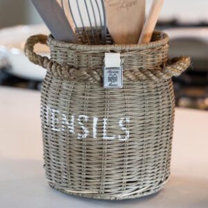 Redskabsholder - Rustic Rattan Utensils Pot