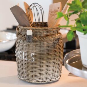 Redskabsholder - Rustic Rattan Utensils Pot