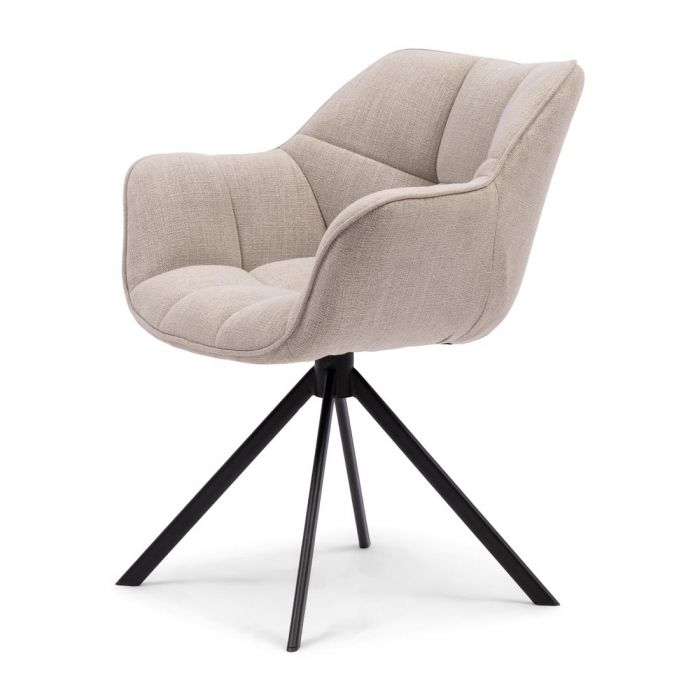Spisestuestol - Carnaby Dining Armchair Turning Leg, mouliné linen, fabulous flax BESTILLINGSVARER Spisestuestol - Carnaby Dining Armchair Turning Leg, mouliné linen, fabulous flax BESTILLINGSVARER