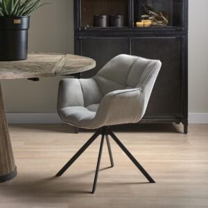 Spisestuestol - Carnaby Dining Armchair Turning Leg, mouliné linen, fabulous flax BESTILLINGSVARER