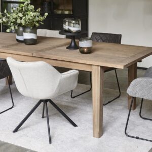 Spisestuestol - Carnaby Dining Armchair Turning Leg, mouliné linen, fabulous flax BESTILLINGSVARER