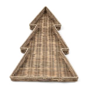 Juletræ bakke i rattan - Rustic Rattan Xmas Tree Tray