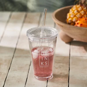 To Go - krus m. låg og sugerør - To Go Cup & Straw Iced Drinks