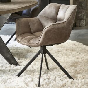 Spisebordsstol – Carnaby Dining Armchair, Pellini læder Coffee – Bestillingsvare